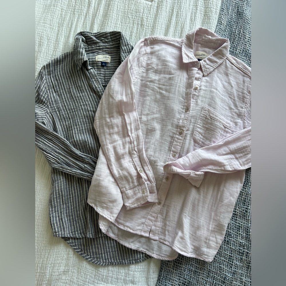 Universal Thread Gauze Button Up Shirts, bundle of two